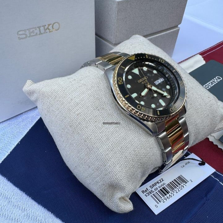  Shop Authentic Seiko 5 Sports Automatic Special Creation Black Dial Two Tone Steel Strap Watch For Men - SRPK22 - Luxxuri