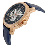  Shop Authentic Fossil Grant Automatic Skeleton Blue Dial Blue Leather Strap Watch for Men - ME3102 - Luxxuri