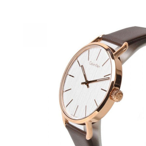  Shop Authentic Calvin Klein Even Silver Dial Brown Leather Strap Watch for Men - K7B216G6 - Luxxuri