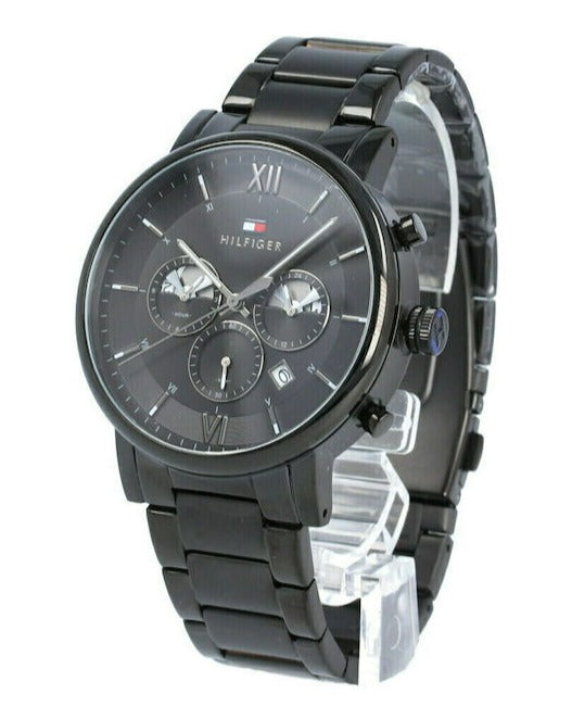  Shop Authentic Tommy Hilfiger Evan Chronograph Quartz Black Dial Black Steel Strap Watch For Men - 1710410 - Luxxuri