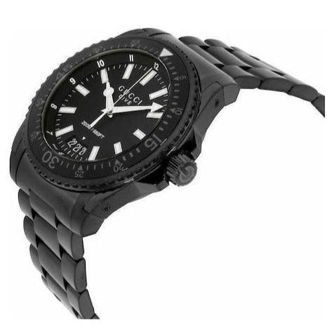  Shop Authentic Gucci Dive Quartz Black Dial Black Steel Strap Watch For Men - YA136205 - Luxxuri