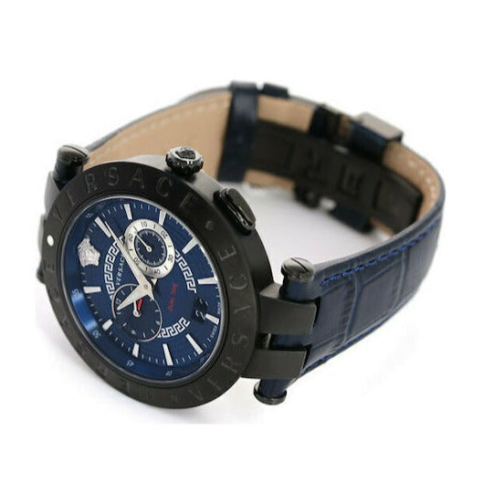 Shop Authentic Versace V Race Chronograph Quartz Blue Dial Blue Leather Strap Watch For Men - VEBV00419 - Luxxuri