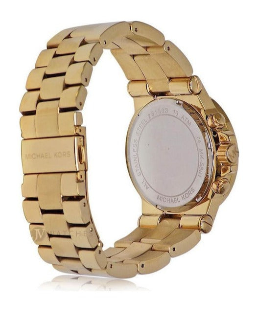  Shop Authentic Michael Kors Dylan Quartz Gold Dial Gold Steel Strap Watch For Women - MK5861 - Luxxuri