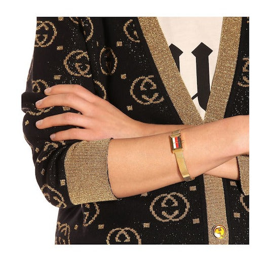  Shop Authentic Gucci G Frame Quartz Diamonds White Red Blue Dial Gold Mesh Bracelet Watch For Women - YA147511 - Luxxuri