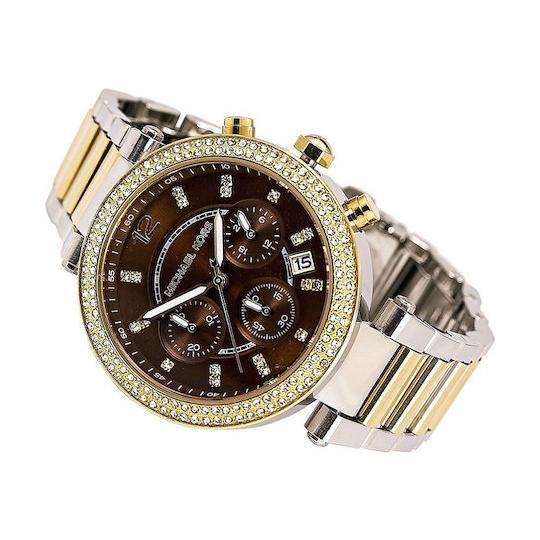  Shop Authentic Michael Kors Parker Chronograph Brown Dial Two Tone Steel Strap Watch for Women - MK6118 - Luxxuri