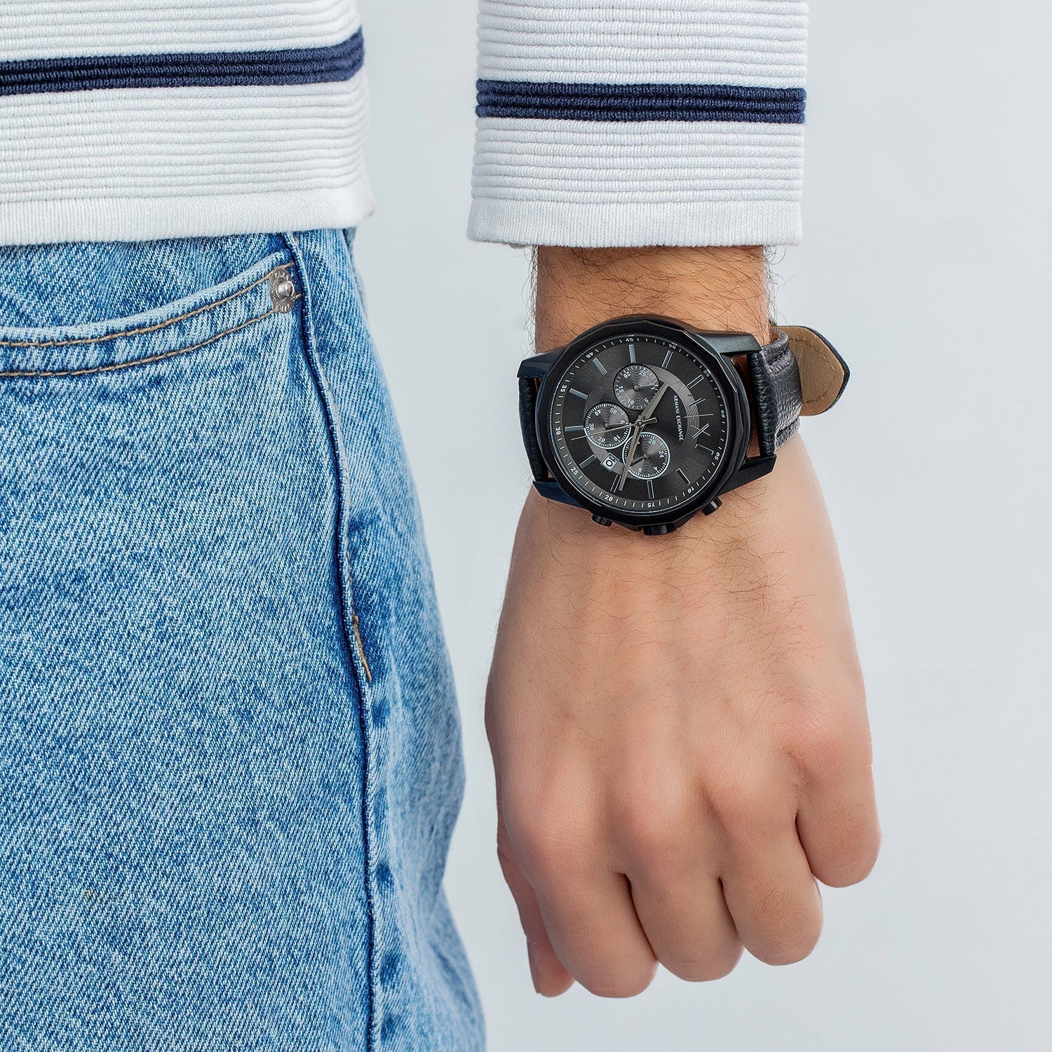  Shop Authentic Armani Exchange Banks Chronograph Black Dial Black Steel Strap Watch For Men - AX1722 - Luxxuri