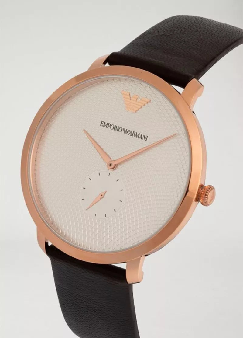 Shop Authentic Emporio Armani Modern Slim Analog Silver Dial Brown Leather Strap Watch For Men - AR11163 - Luxxuri