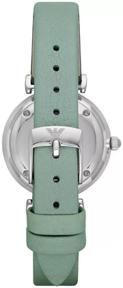  Shop Authentic Emporio Armani Gianni T Bar Mother Of Pearl Blue Dial Blue Leather Strap Watch For Women - AR1959 - Luxxuri
