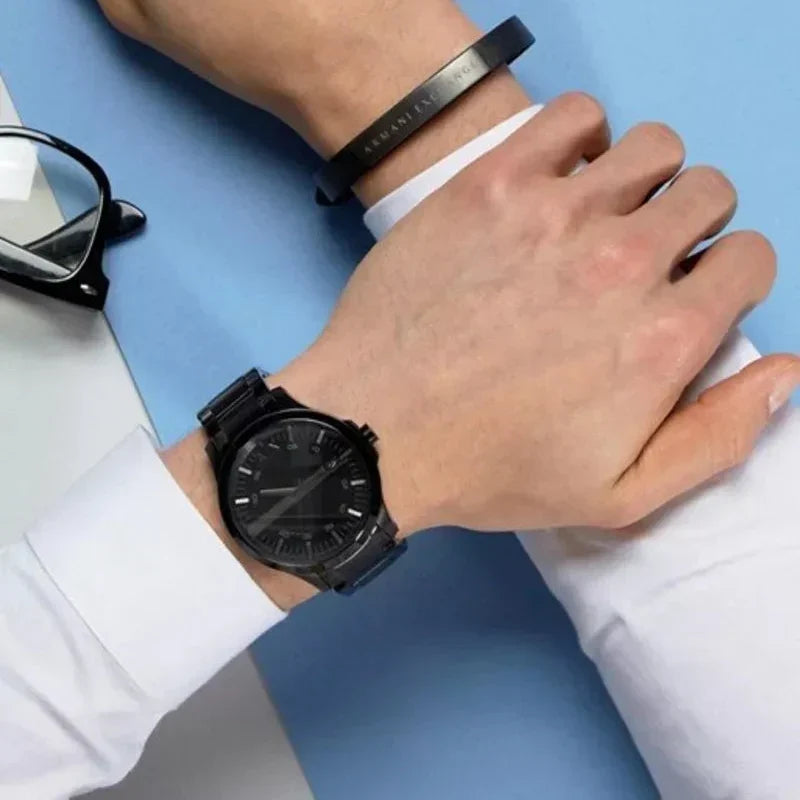  Shop Authentic Armani Exchange Hampton Black Dial Black Steel Strap Watch For Men - AX7101 - Luxxuri