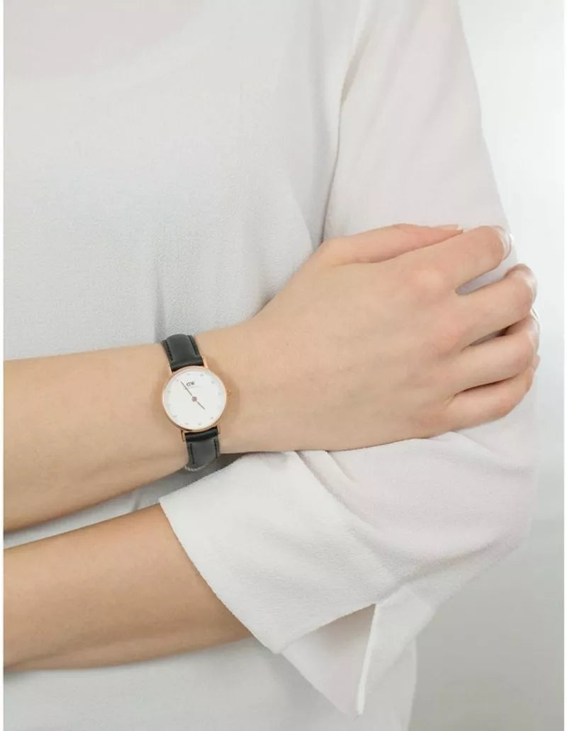  Shop Authentic Daniel Wellington Classy Sheffield White Dial Black Leather Strap Watch For Women - DW00100060 - Luxxuri