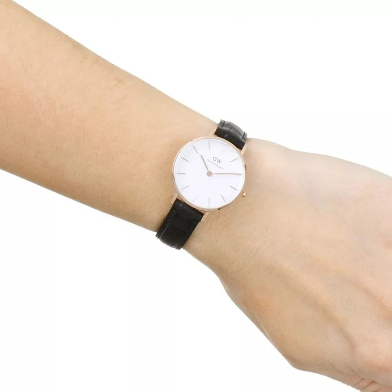  Shop Authentic Daniel Wellington Classic Petite Reading White Dial Black Leather Strap Watch For Women - DW00100229 - Luxxuri