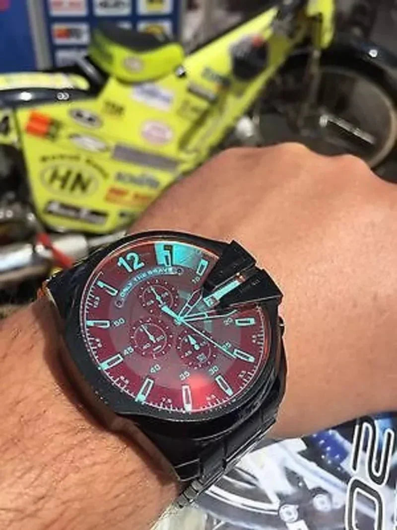  Shop Authentic Diesel Uber Chief Chronograph Red Dial Black Steel Strap Watch For Men - DZ7373 - Luxxuri