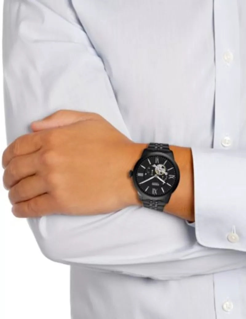  Shop Authentic Fossil Townsman Multi Function Mechanical Black Dial Black Steel Strap Watch for Men - ME3062 - Luxxuri