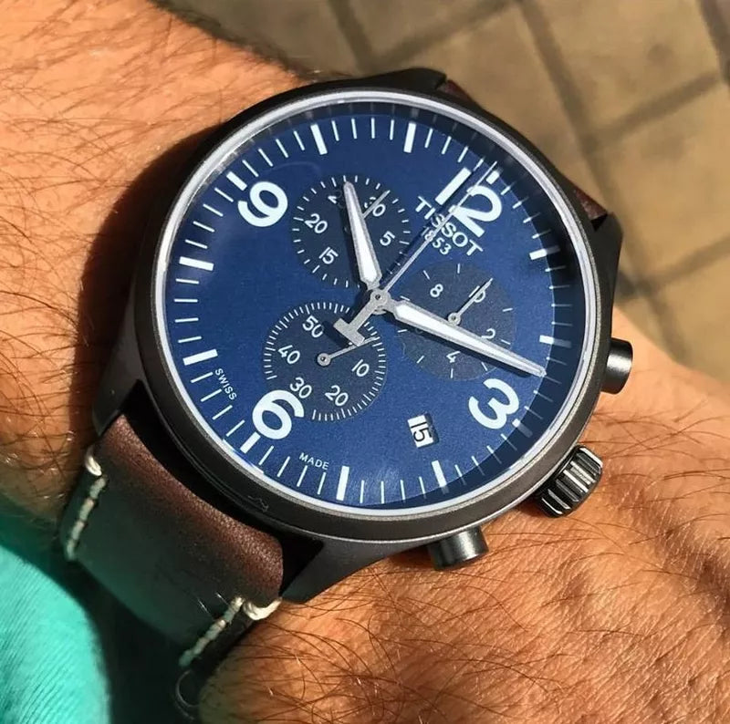  Shop Authentic Tissot Chrono XL Blue Dial Brown Leather Strap Watch For Men - T116.617.36.047.00 - Luxxuri