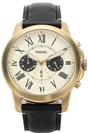  Shop Authentic Fossil Grant Chronograph White Dial Black Leather Strap Watch for Men - FS5272 - Luxxuri