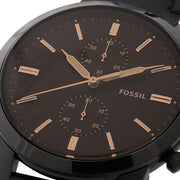  Shop Authentic Fossil Goodwin Chronograph Black Dial Black Leather Strap Watch for Men - FS5585 - Luxxuri