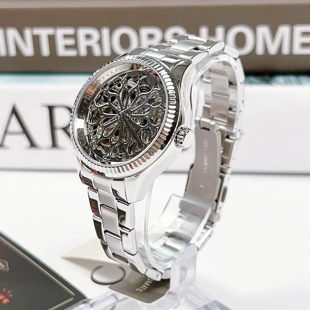  Shop Authentic Fossil Rye Automatic Skeleton Silver Dial Silver Steel Strap Watch for Women - BQ3753 - Luxxuri