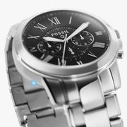  Shop Authentic Fossil Grant Chronograph Black Dial Silver Steel Strap Watch for Men - FS4736 - Luxxuri