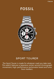  Shop Authentic Fossil Sport Tourer Chronograph Black Dial Silver Steel Strap Watch for Men - FS6045 - Luxxuri