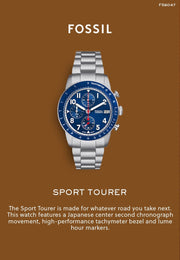  Shop Authentic Fossil Sport Tourer Chronograph Blue Dial Silver Steel Strap Watch for Men - FS6047 - Luxxuri
