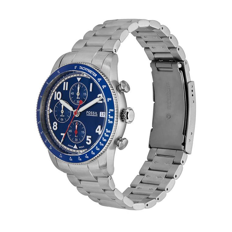  Shop Authentic Fossil Sport Tourer Chronograph Blue Dial Silver Steel Strap Watch for Men - FS6047 - Luxxuri