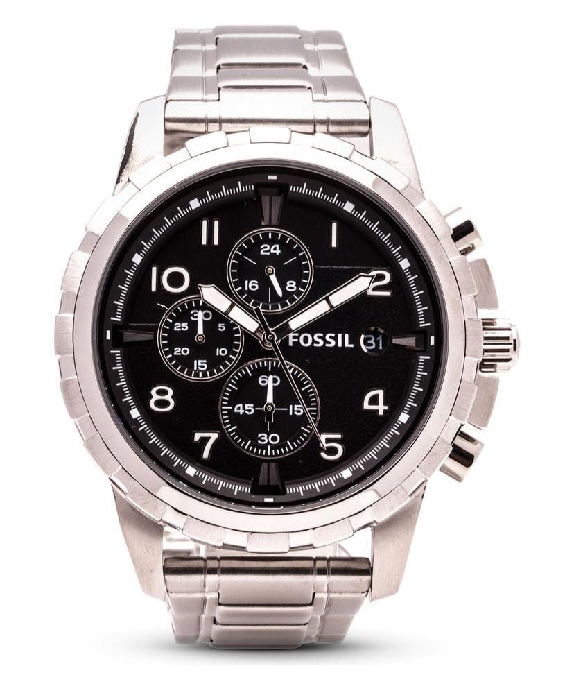  Shop Authentic Fossil Dean Chronograph Black Dial Silver Steel Strap Watch for Men - FS4542 - Luxxuri