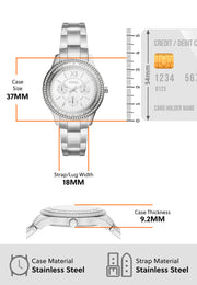  Shop Authentic Fossil Stella Sport Multifunction Silver Dial Silver Steel Strap Watch for Women - ES5108 - Luxxuri