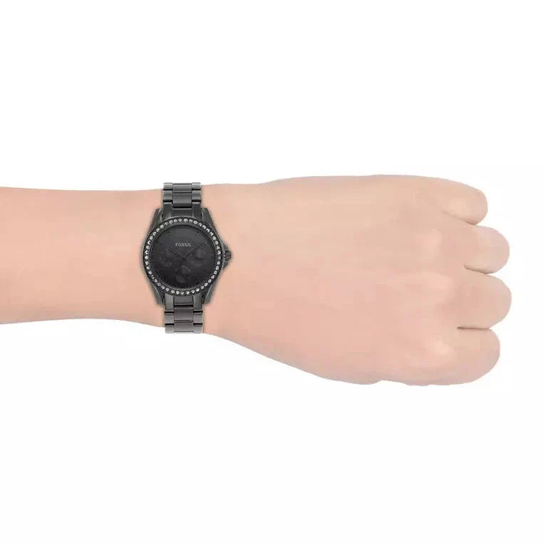  Shop Authentic Fossil Riley Multifunction Black Dial Black Steel Strap Watch for Women - ES4519 - Luxxuri