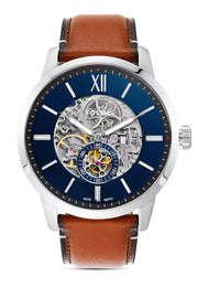  Shop Authentic Fossil Townsman Automatic Skeleton Blue Dial Brown Leather Strap Watch for Men - ME3154 - Luxxuri