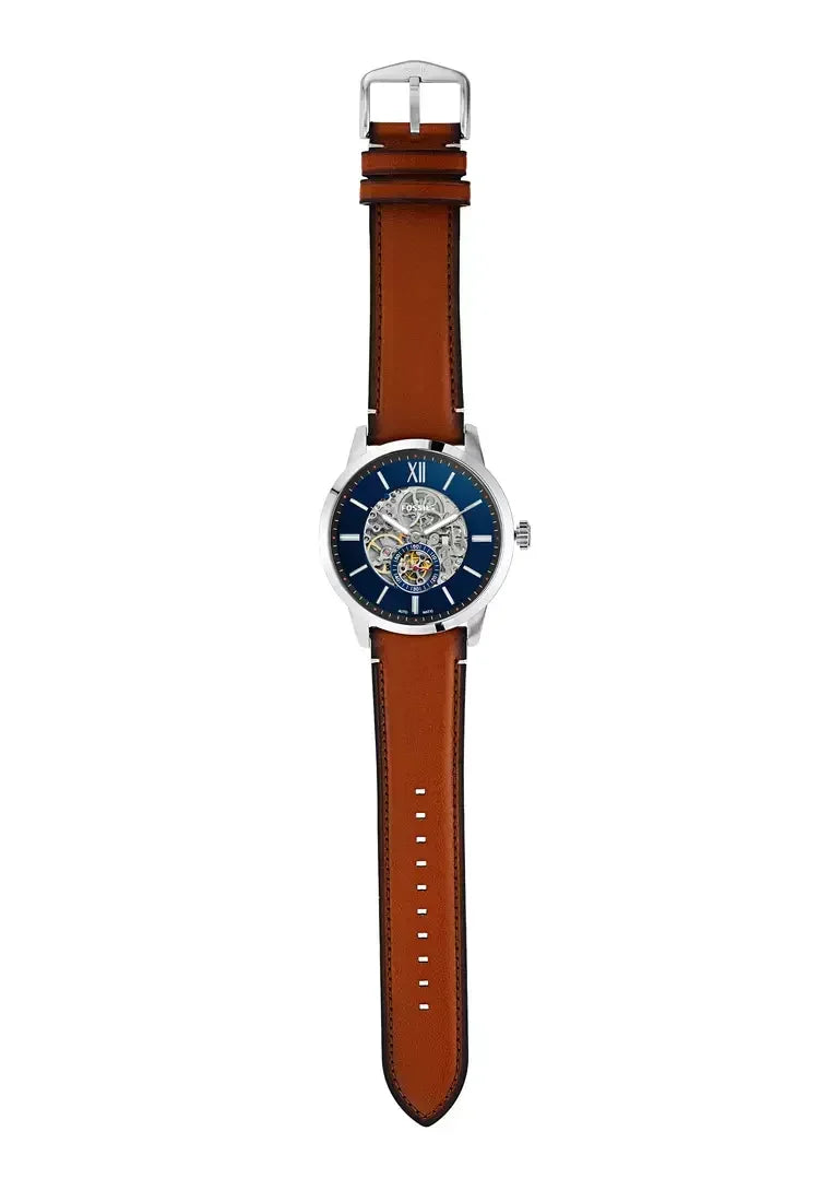  Shop Authentic Fossil Townsman Automatic Skeleton Blue Dial Brown Leather Strap Watch for Men - ME3154 - Luxxuri