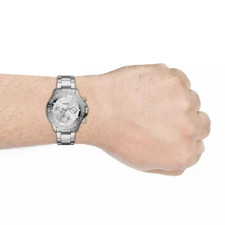  Shop Authentic Fossil Bannon Multifunction Chronograph Silver Dial Silver Steel Strap Watch for Men - BQ2490 - Luxxuri