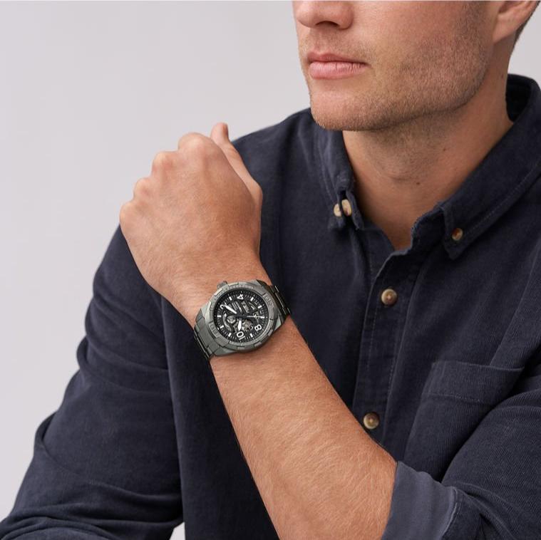  Shop Authentic Fossil Bronson Automatic Skeleton Black Dial Grey Steel Strap Watch for Men - ME3255 - Luxxuri