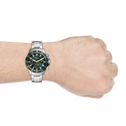  Shop Authentic Fossil Bannon Chronograph Green Dial Silver Steel Strap Watch for Men - BQ2492 - Luxxuri