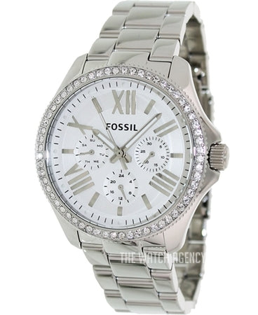  Shop Authentic Fossil Cecile Chronograph Silver Dial Silver Steel Strap Watch for Women - AM4481 - Luxxuri