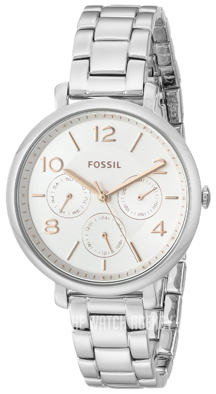  Shop Authentic Fossil Jacqueline Multifunction White Dial Silver Steel Strap Watch for Women - ES3738 - Luxxuri