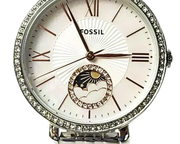  Shop Authentic Fossil Jacqueline Multifunction Moonphase White Dial Silver Steel Strap Watch for Women - ES5164 - Luxxuri
