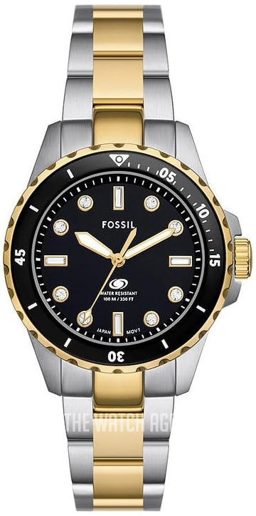  Shop Authentic Fossil Blue Dive Three Hand Black Dial Two Tone Steel Strap Watch For Women - ES5349 - Luxxuri