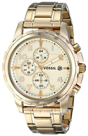  Shop Authentic Fossil Dean Chronograph Champagne Dial Gold Steel Strap Watch for Men - FS4867 - Luxxuri