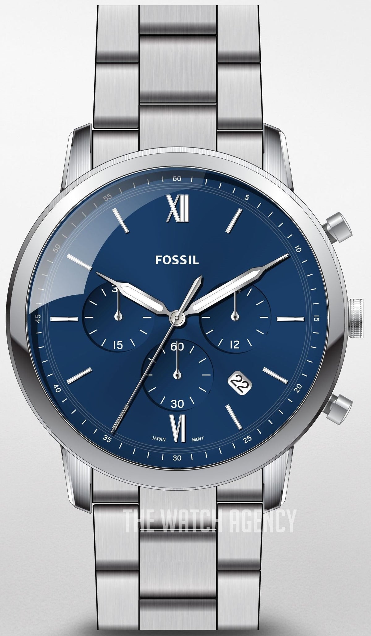  Shop Authentic Fossil Neutra Chronograph Blue Dial Silver Steel Strap Watch for Men - FS5792 - Luxxuri