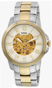 Shop Authentic Fossil Grant Automatic Skeleton White Dial Two Tone Steel Strap Watch for Men - ME3112 - Luxxuri