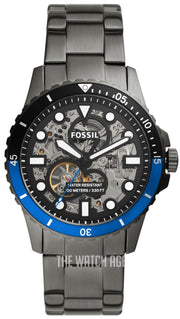  Shop Authentic Fossil FB-01 Automatic Skeleton Black Dial Grey Steel Strap Watch for Men - ME3201 - Luxxuri
