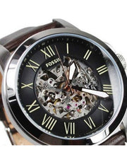  Shop Authentic Fossil Grant Automatic Skeleton Black Dial Brown Leather Strap Watch for Men - ME3100 - Luxxuri