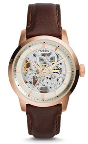  Shop Authentic Fossil Townsman Automatic Skeleton White Dial Brown Leather Strap Watch for Men - ME3078 - Luxxuri