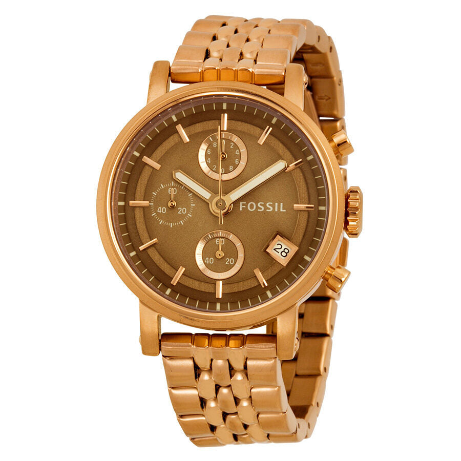  Shop Authentic Fossil Boyfriend Chronograph Brown Dial Rose Gold Steel Strap Watch for Women - ES3494 - Luxxuri