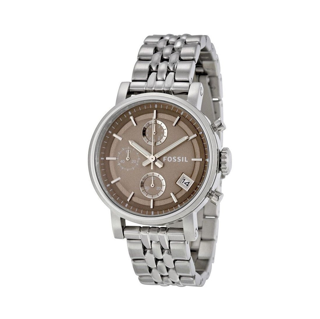  Shop Authentic Fossil Boyfriend Chronograph Brown Dial Silver Steel Strap Watch for Women - ES3747 - Luxxuri