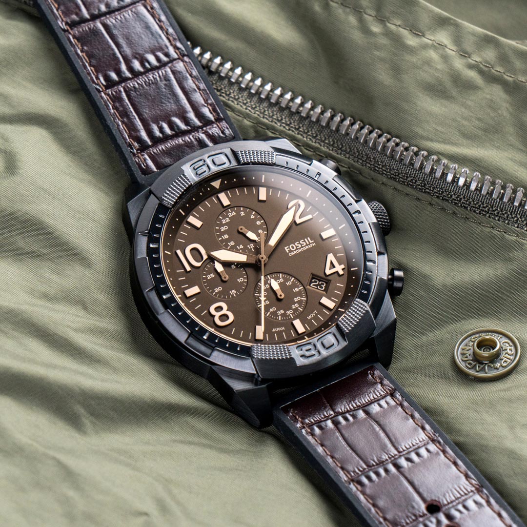  Shop Authentic Fossil Bronson Chronograph Brown Dial Brown Leather Strap Watch for Men - FS5713 - Luxxuri