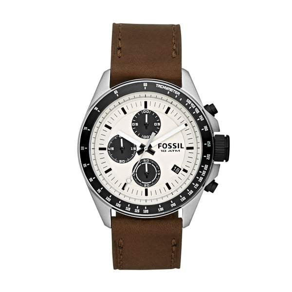  Shop Authentic Fossil Retro Traveler Chronograph White Dial Brown Leather Strap Watch for Men - CH2886 - Luxxuri