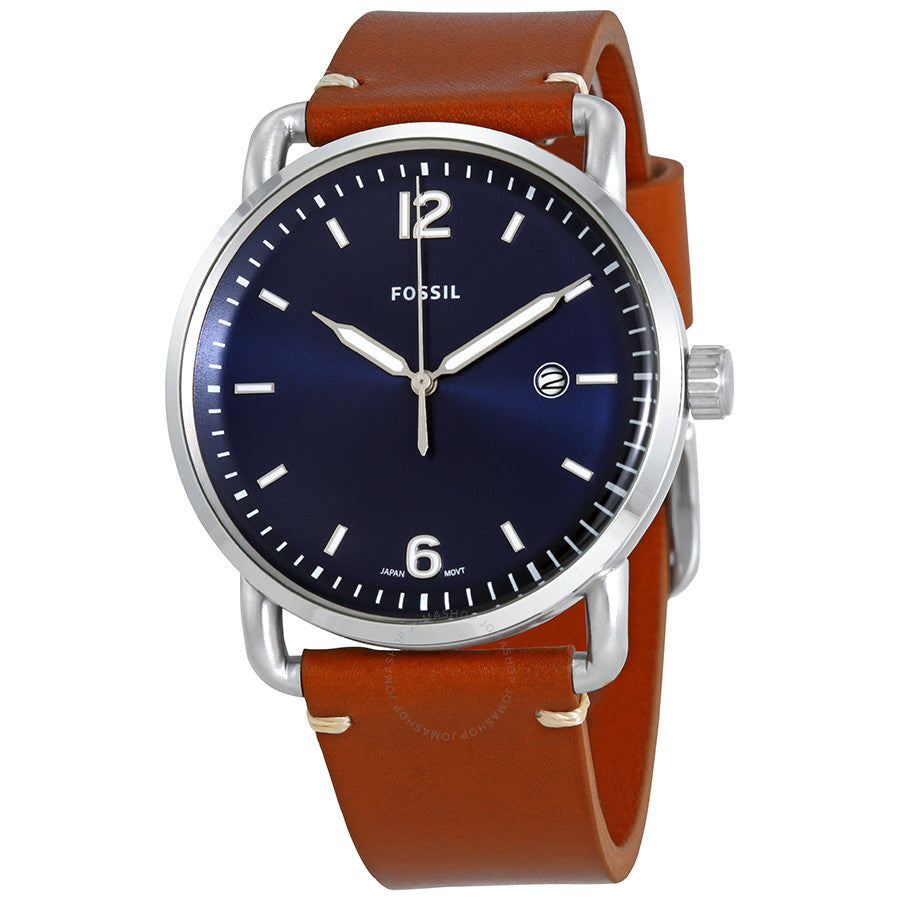  Shop Authentic Fossil Commuter Blue Dial Blue Leather Strap Watch for Men - FS5325 - Luxxuri