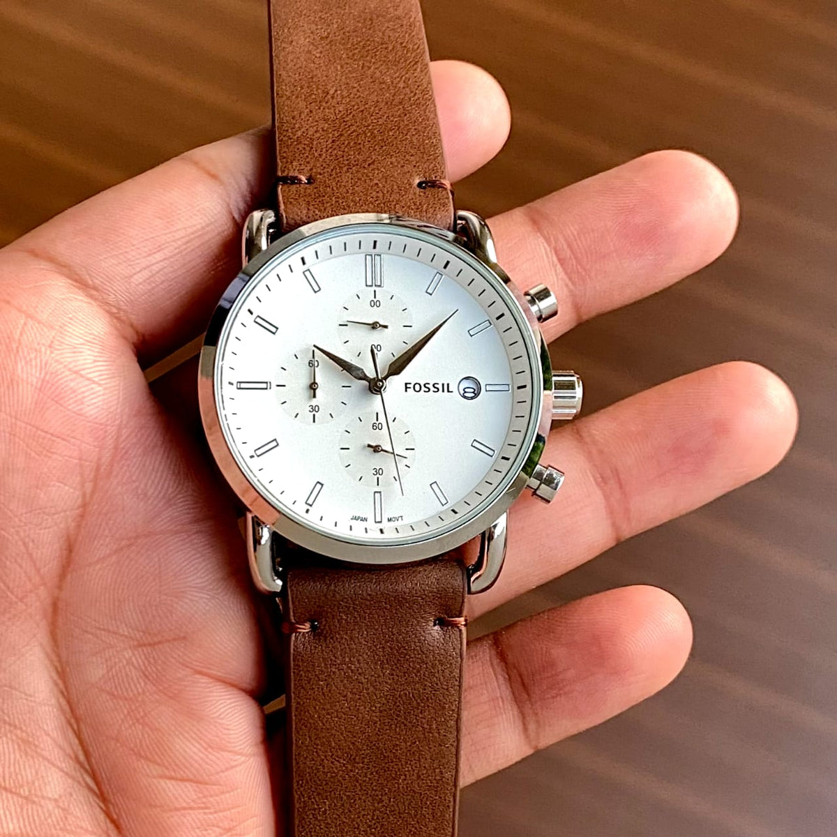  Shop Authentic Fossil The Commuter White Dial Brown Leather Strap Watch for Men - FS5402 - Luxxuri