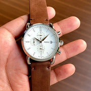  Shop Authentic Fossil The Commuter White Dial Brown Leather Strap Watch for Men - FS5402 - Luxxuri